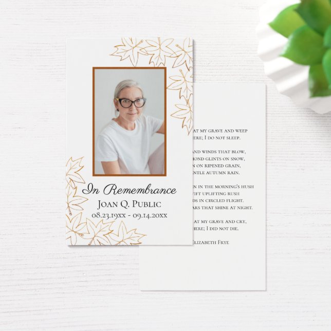 Fall Maple Leaves Funeral Service Memorial Prayer (Desk)