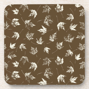 Fall Maple Leaves on brown - seamless pattern. Coaster