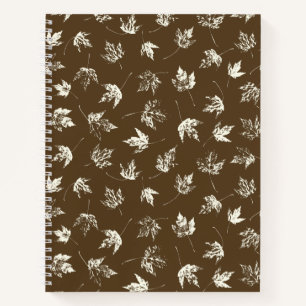 Fall Maple Leaves on brown - seamless pattern.   N Notebook