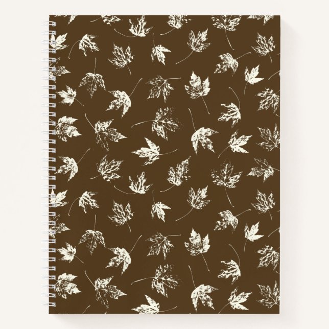 Fall Maple Leaves on brown - seamless pattern. Notebook (Front)