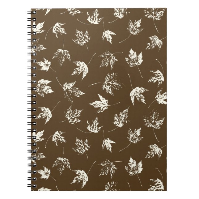 Fall Maple Leaves on brown - seamless pattern.   Notebook (Front)
