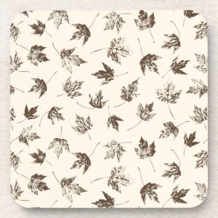 Fall Maple Leaves on cream - seamless pattern.    Coaster