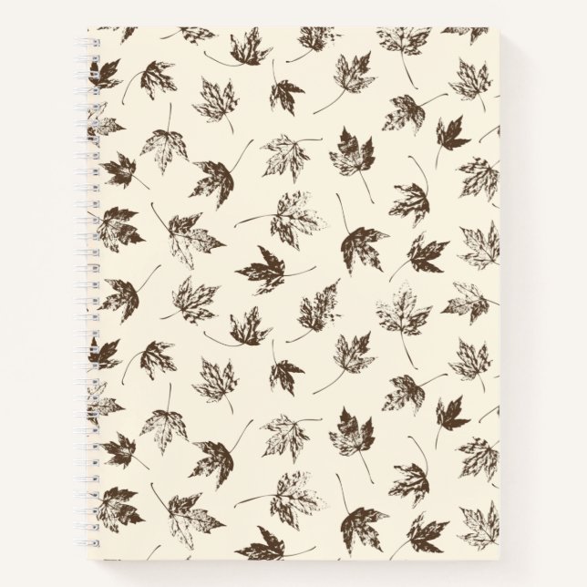 Fall Maple Leaves on cream - seamless pattern.   Notebook (Front)