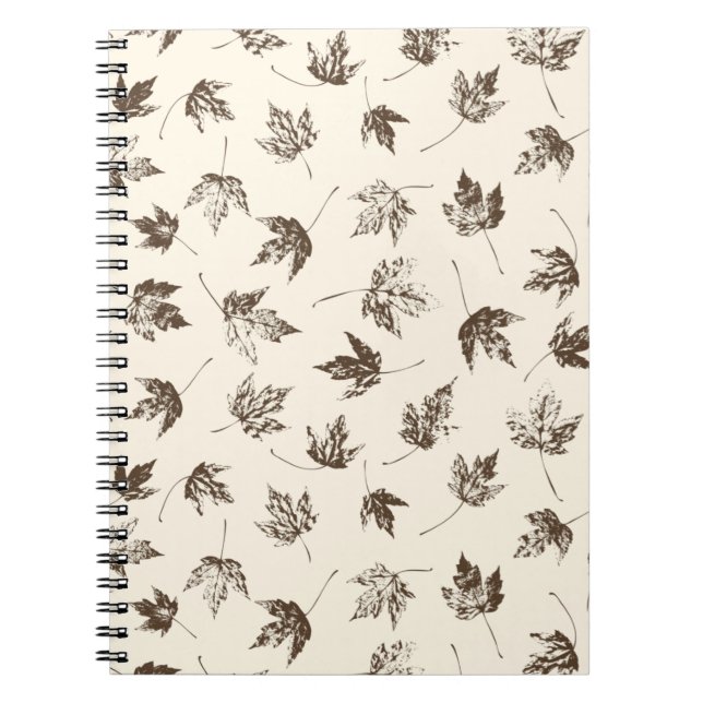 Fall Maple Leaves on cream - seamless pattern.    Notebook (Front)