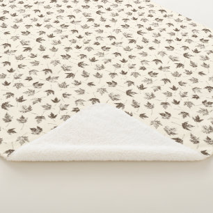 Fall Maple Leaves on cream - seamless pattern.  Sherpa Blanket