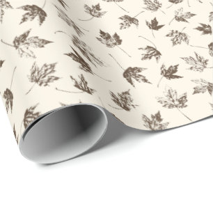 Fall Maple Leaves on cream - seamless pattern.  Wrapping Paper