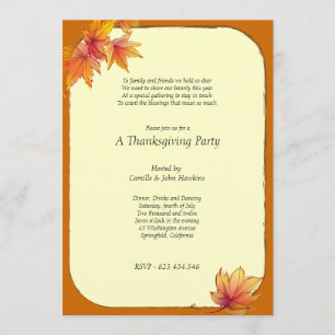 Fall Maple Leaves Thanksgiving Party Invitation