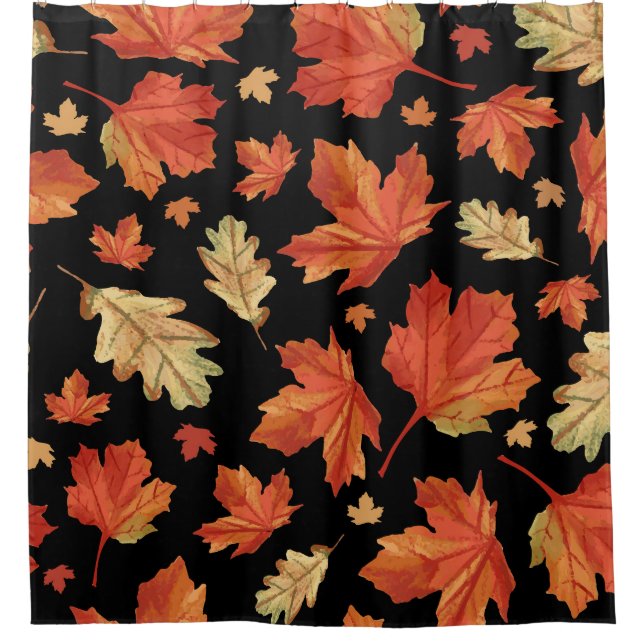Fall Maple Leaves Thanksgiving Pattern Shower Curtain (Front)