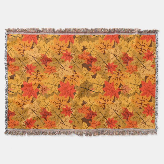 Fall Maple Leaves Throw Blanket (Front)