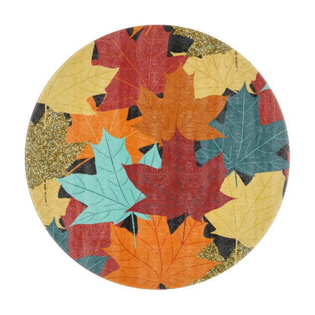 Fall Maple Leaves Vintage Illustration Cutting Board (Front)