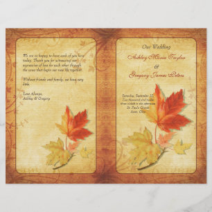 Fall Maple Leaves Wedding Program
