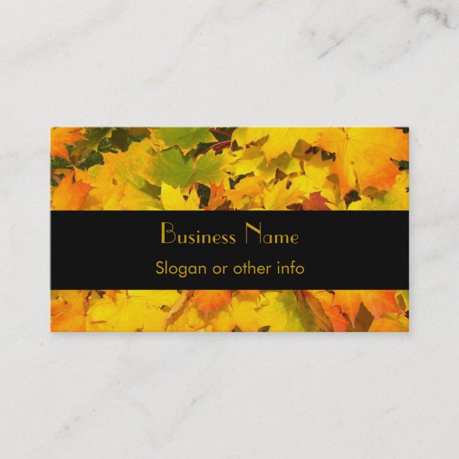 Fall Maple Leaves with Autumn Colours Business Card (Front)