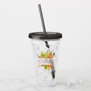 Fall maple leaves with custom text acrylic tumbler