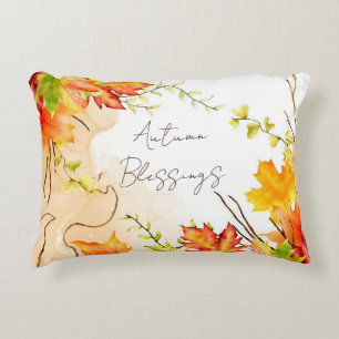 Fall maple leaves with custom text    decorative cushion