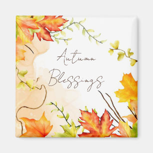 Fall maple leaves with custom text magnet