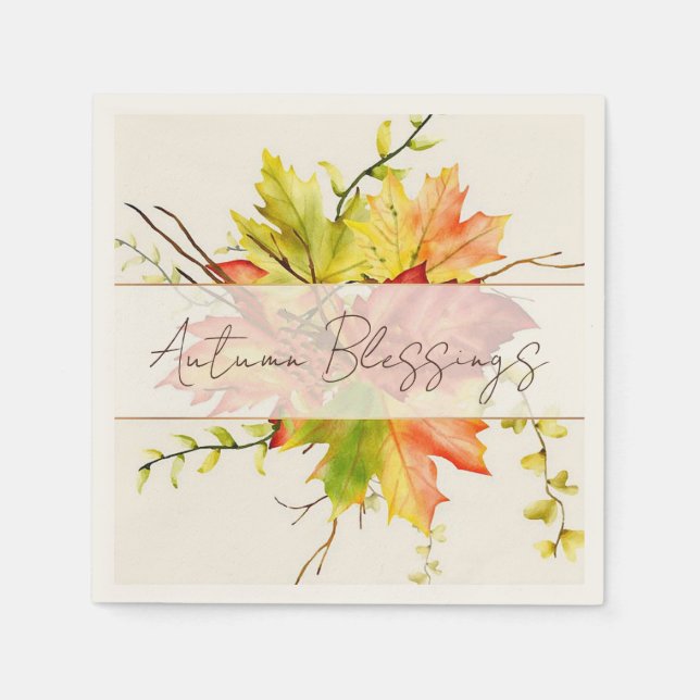 Fall maple leaves with custom text  napkin (Front)
