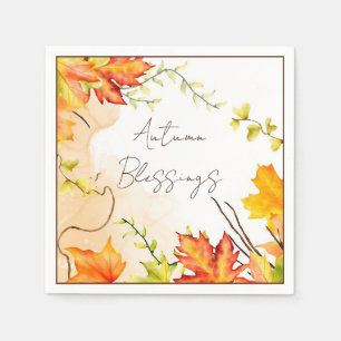 Fall maple leaves with custom text napkin
