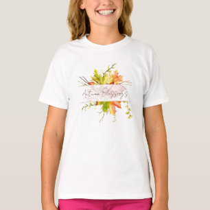 Fall maple leaves with custom text T-Shirt