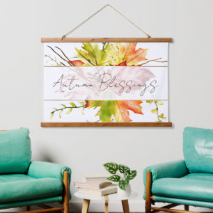 Fall maple leaves with custom text tapestry