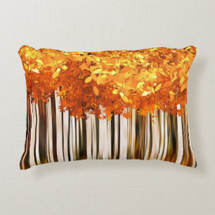 Fall maple tree forest autumn woods orange grey decorative cushion