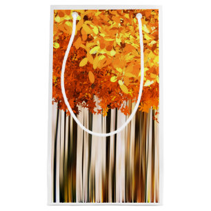 Fall maple tree forest autumn woods orange grey small gift bag