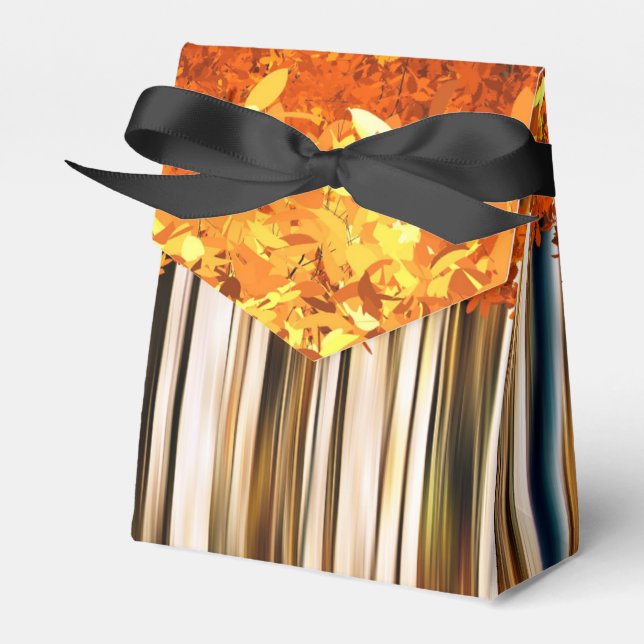 Fall maple tree forest modern woods orange grey favour box (Front Side)