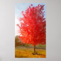 Fall Maple Tree in Full Colour, Watercolor