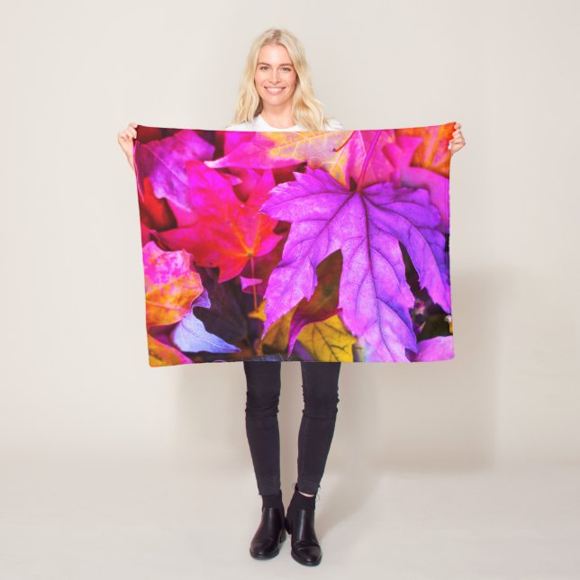 Fall maple tree leaf colourful autumn nature fleece blanket (In Situ)