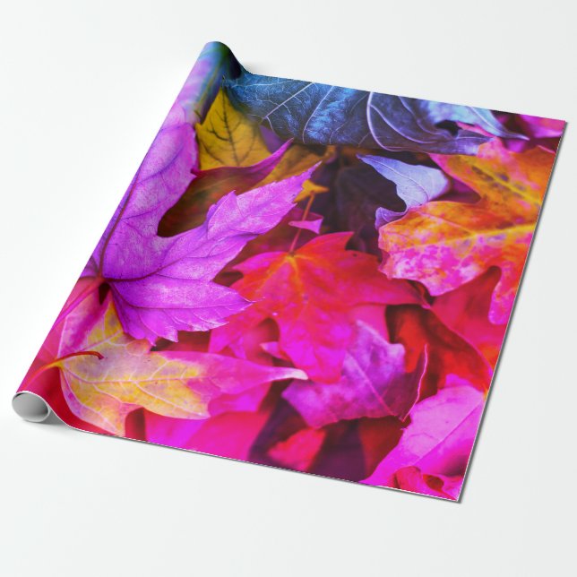 Fall maple tree leaf colourful autumn nature wrapping paper (Unrolled)
