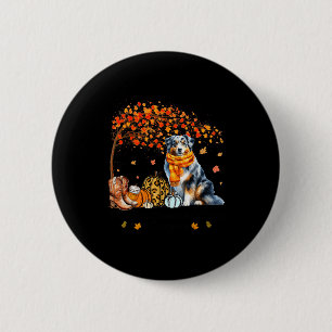 Fall Maple Tree Print Dog Lover Happy Thanksgiving 6 Cm Round Badge
