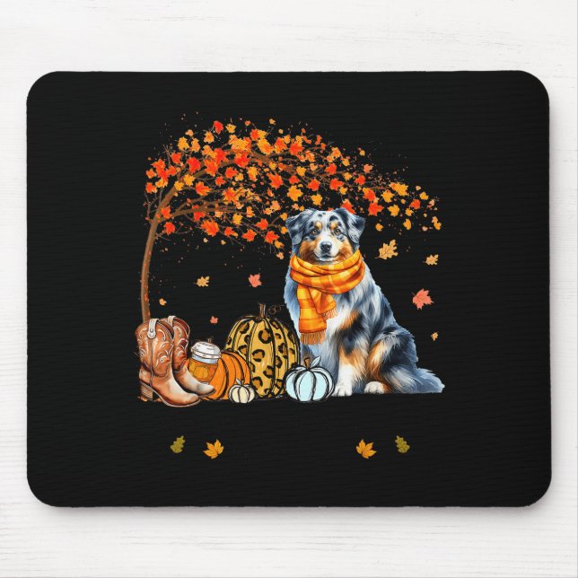 Fall Maple Tree Print Dog Lover Happy Thanksgiving Mouse Mat (Front)