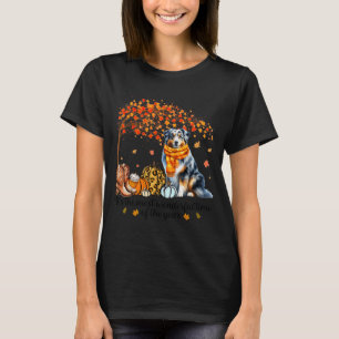 Fall Maple Tree Print Dog Lover Happy Thanksgiving T-Shirt