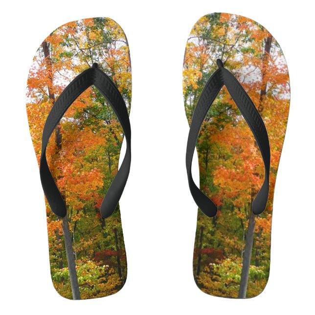 Fall Maple Trees Autumn Nature Photography Flip Flops (Footbed)