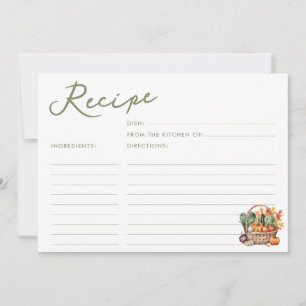 Fall Market Basket Bridal Shower Recipe Card