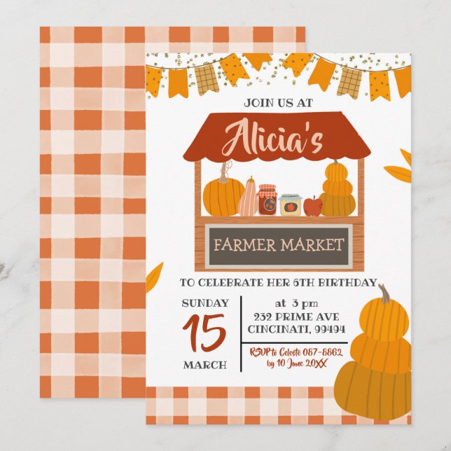 Fall Market Birthday Invitation (Front/Back)