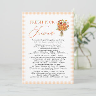 Fall Market Fresh Pick Trivia Bridal Shower Game Invitation