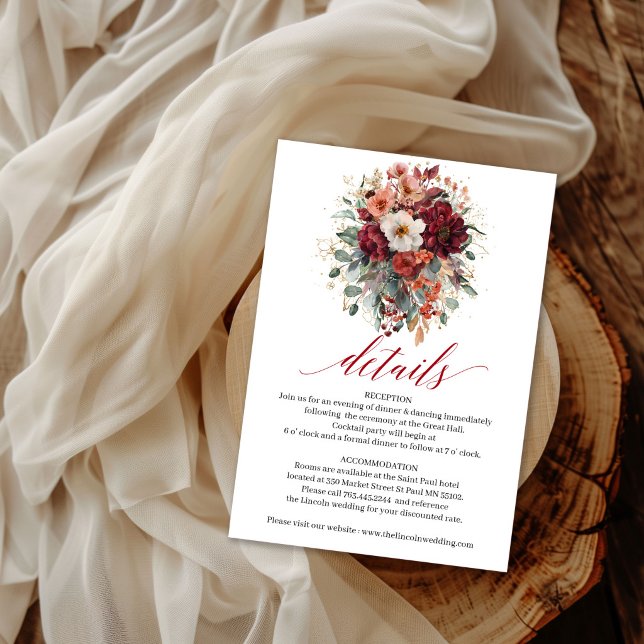 Fall Maroon Floral Boho Eucalyptus Details Insert (Fall Maroon Floral Boho Eucalyptus Details Insert

)