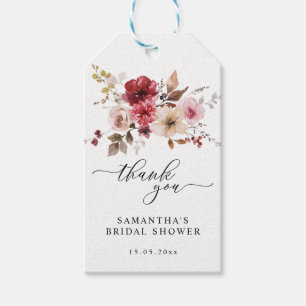 Fall Maroon Floral Pink Burgundy Wedding Favour  Gift Tags