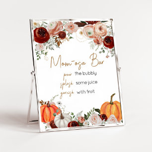 Fall Marsala Burgundy Floral Pumpkin Mom Osa Bar Poster