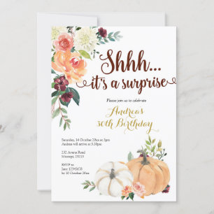Fall Marsala Pumpkin Surprise birthday invitation