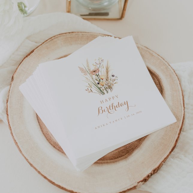 Fall Meadow Wild Floral Birthday Party Napkin (Creator Uploaded)