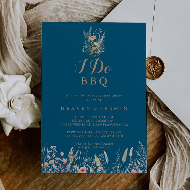 Fall Meadow Wild Floral I Do BBQ Engagement Party Invitation (Creator Uploaded)