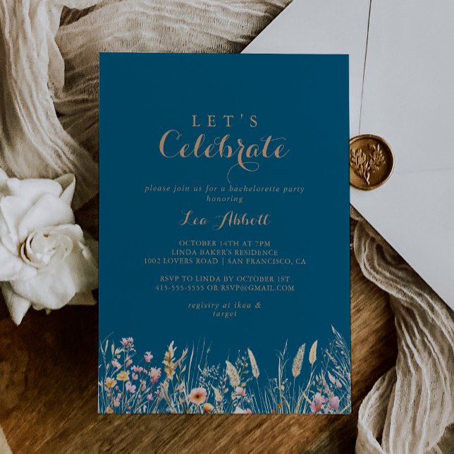 Fall Meadow Wild Floral Let's Celebrate Party Invitation (Creator Uploaded)