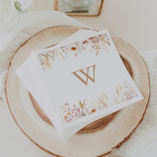 Fall Meadow Wild Floral Monogram Wedding Napkin
