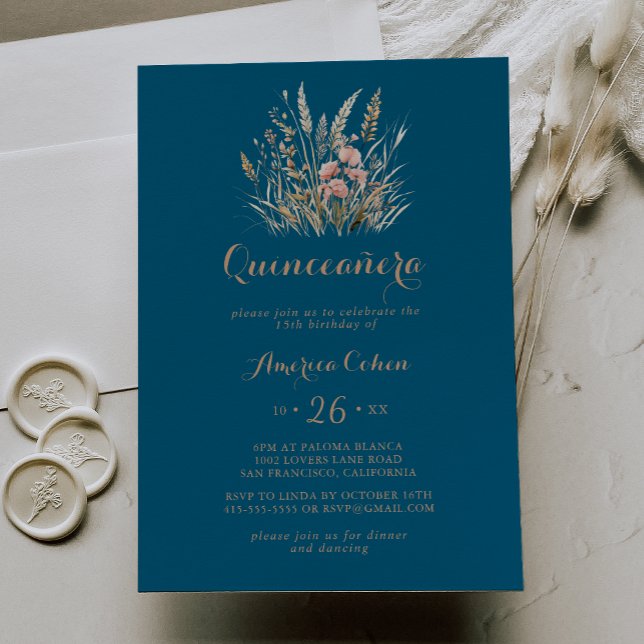 Fall Meadow Wild Floral Quinceañera Invitation (Creator Uploaded)