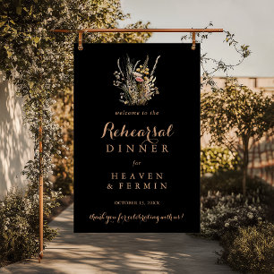 Fall Meadow Wild Floral Rehearsal Dinner Welcome Poster