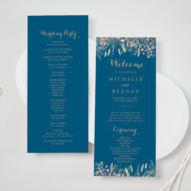 Fall Meadow Wild Floral Wedding Program Programme (Creator Uploaded)