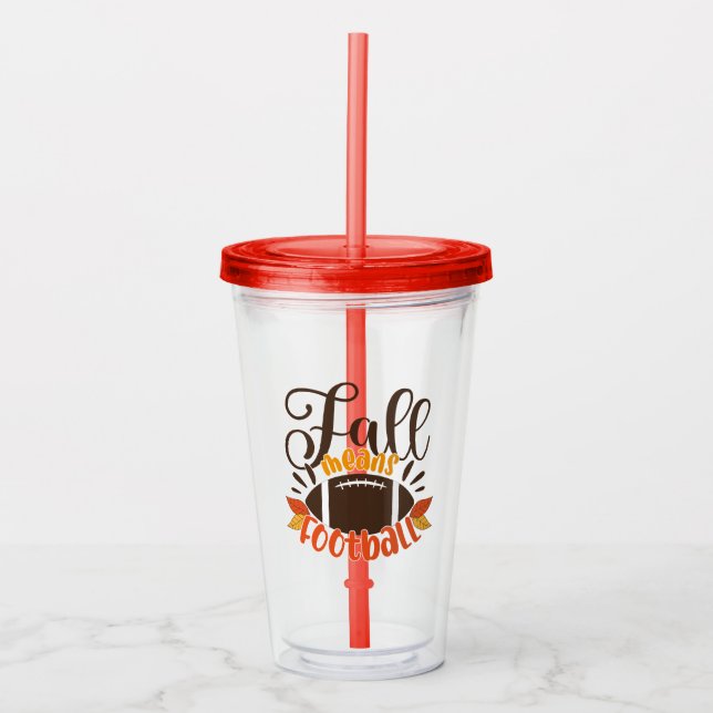 Fall Means Football Acrylic Tumbler (Front)