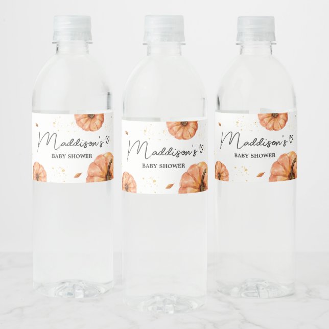 Fall Minimalist Pumpkin Baby Shower Bottle Label (Bottles)
