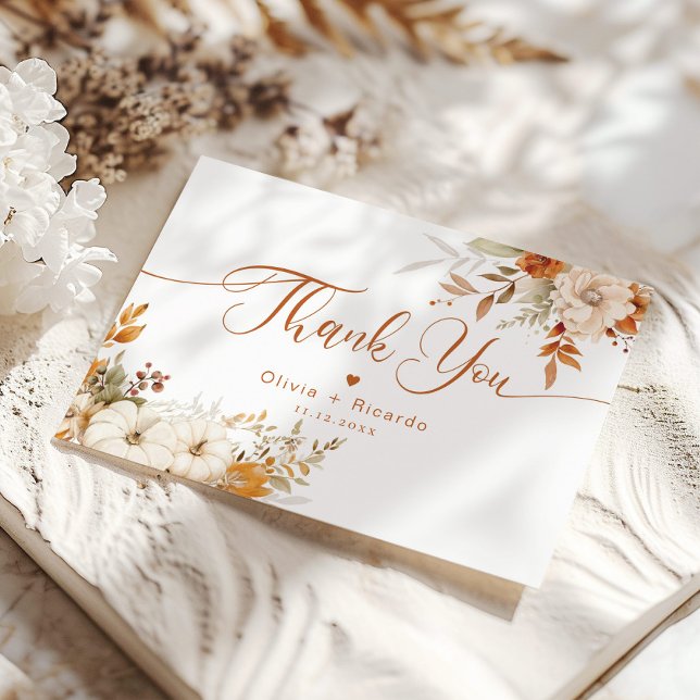 Fall Modern Autumn Wedding thank you Card (Creator Uploaded)